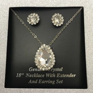 Genuine Crystal Necklace 18 in and Post Earrings Matching Set